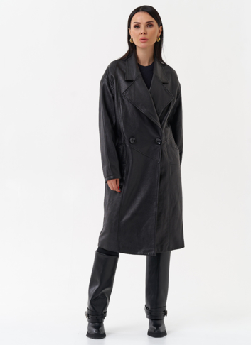 Плащ женский длинный из натуральной кожи