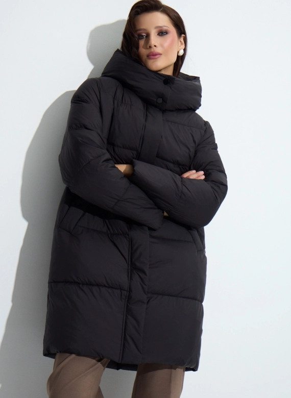 Женский пуховик с капюшоном фото