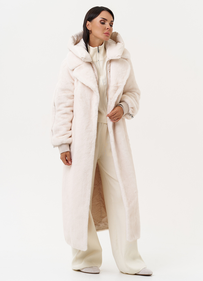 Женская шуба со съёмным капюшоном модель № 31237 универмаг малина