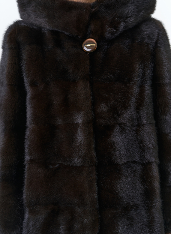 Норковая шуба с капюшоном