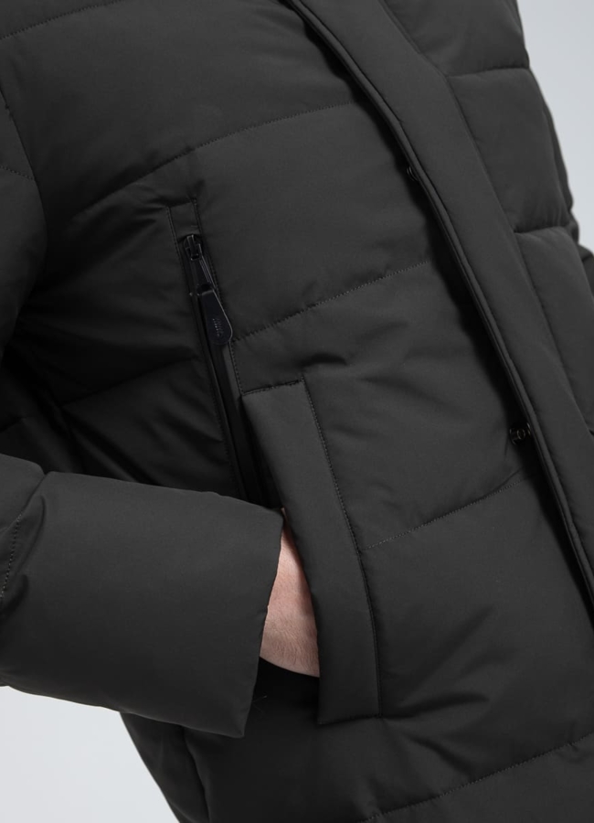 Мужской пуховик с капюшоном  модель № 32036 универмаг малина