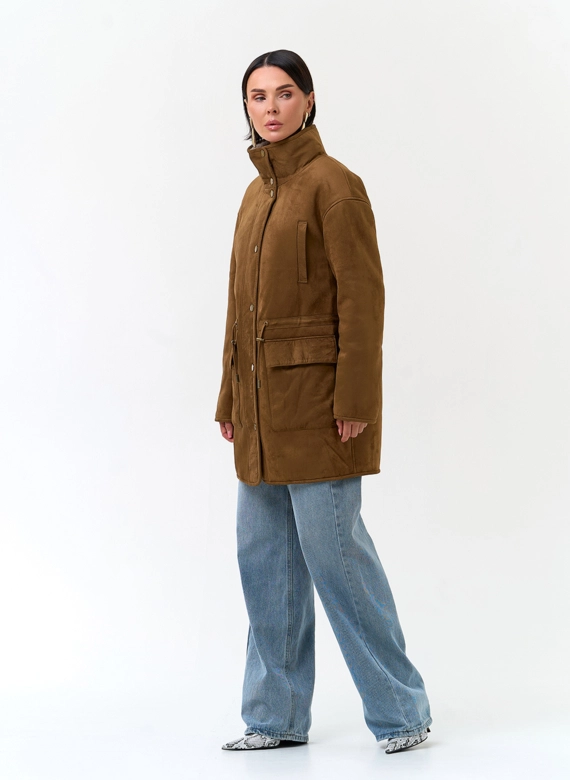 Женская дубленка из эко замши