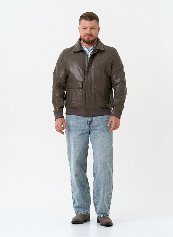 Мужская куртка бомбер из натуральной кожи