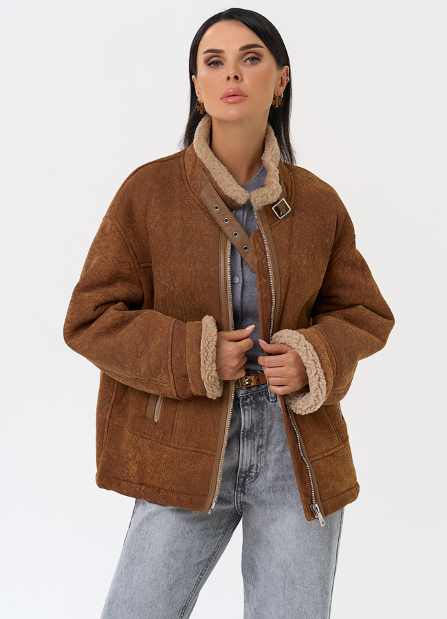 Дубленка натуральная женская  модель № 31361 универмаг малина