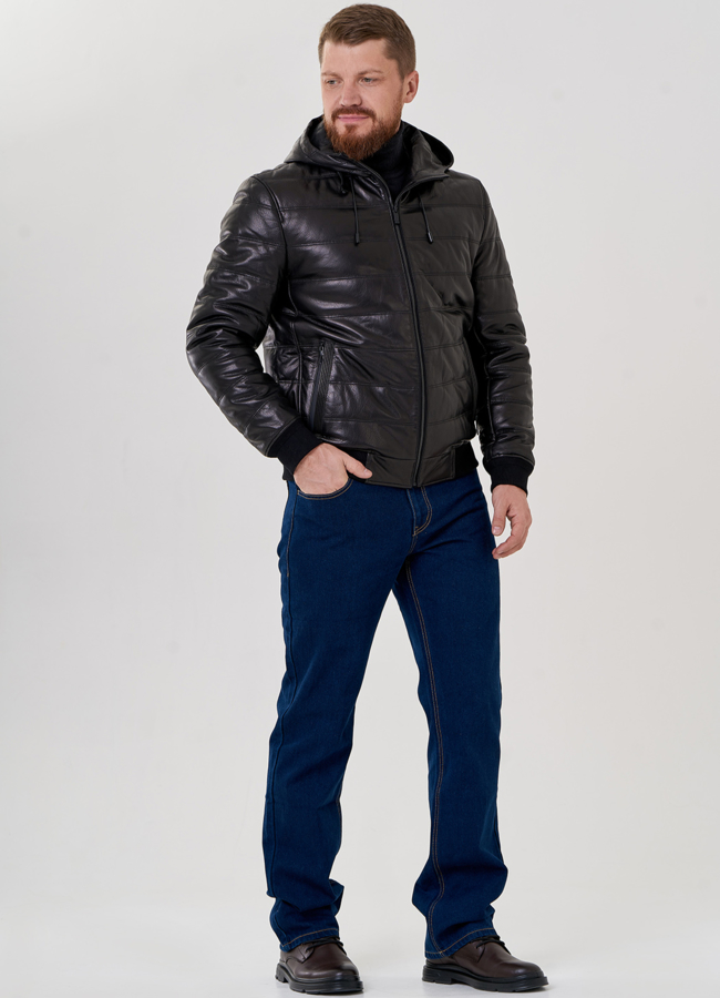 Куртка бомбер черного цвета с капюшоном  модель № 22034, 24372 в кредит