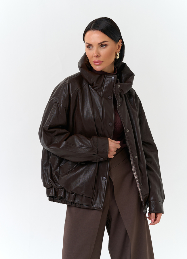 Женская утепленная куртка из эко кожи модель № 32843 универмаг малина