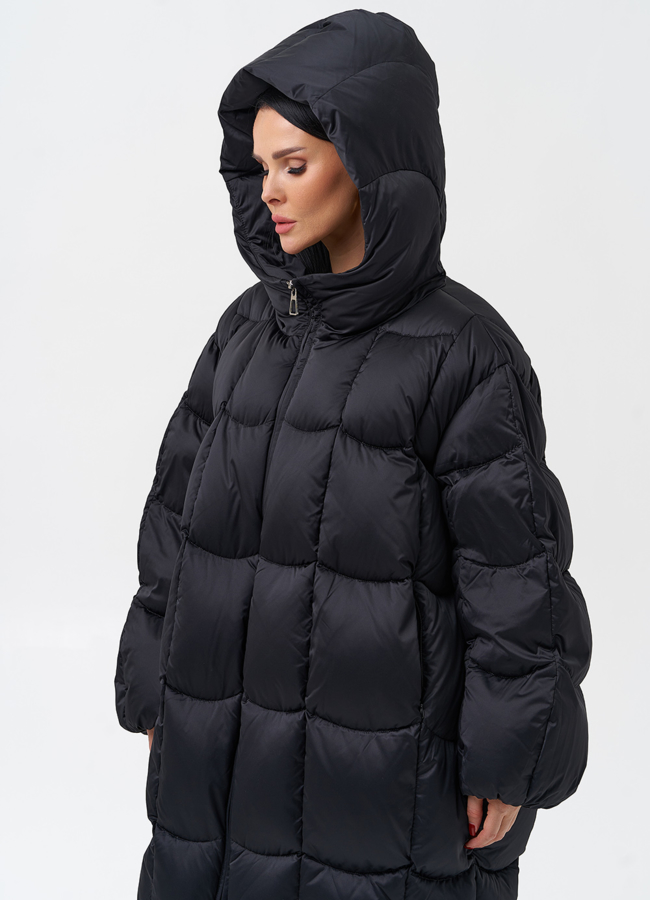 Женский пуховик с капюшоном  модель № 28574 универмаг малина