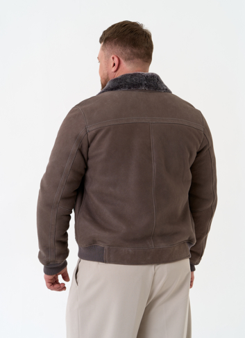 Мужская натуральная дубленка бомбер