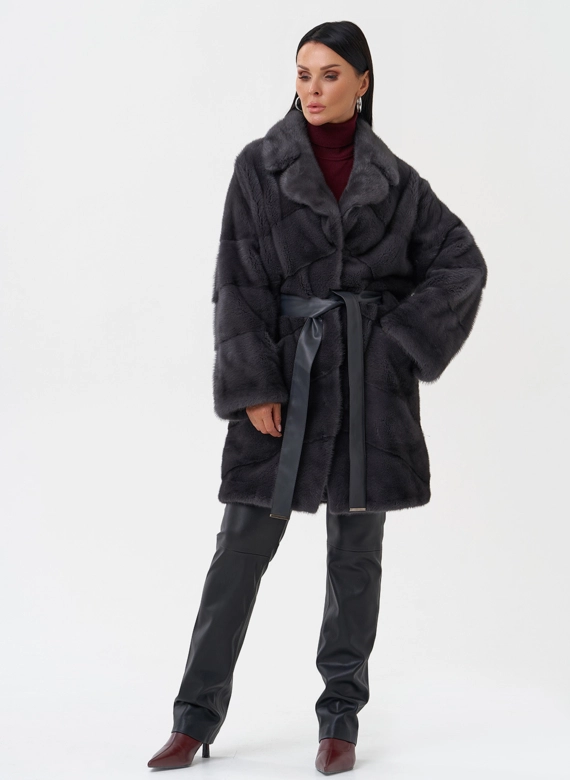 Норковая шуба с английским воротником