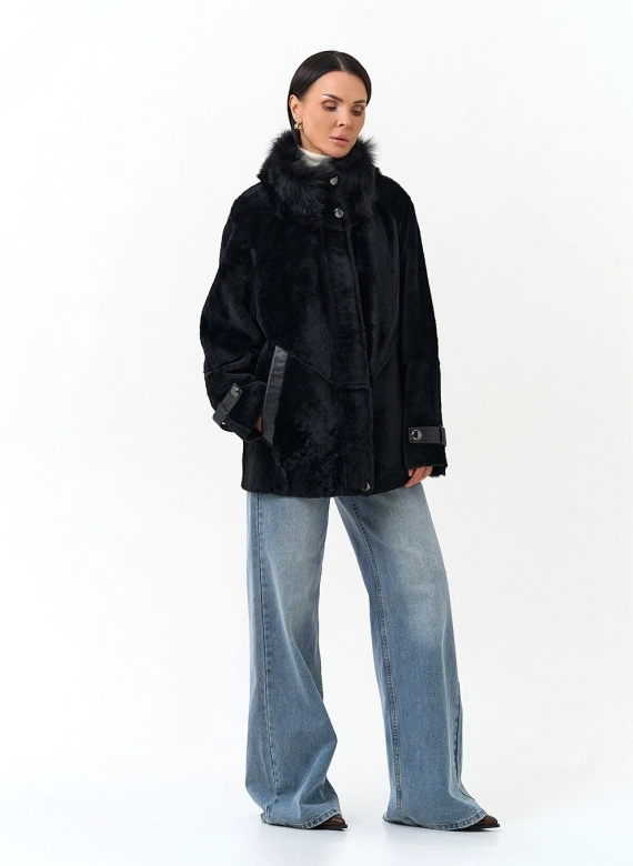 Женская дубленка с воротником стойкой фото