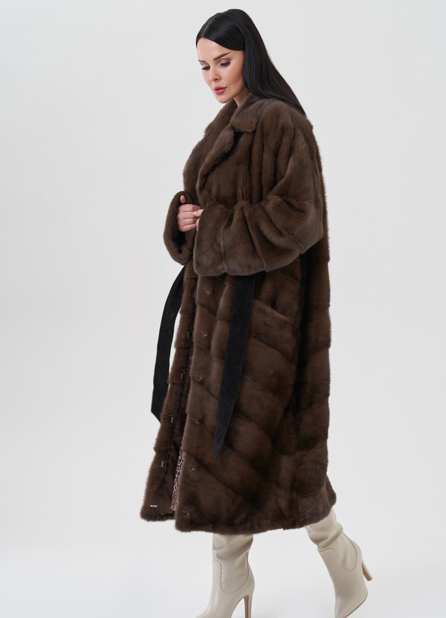 Норковая шуба с английским воротником  модель № 79697 в рассрочку