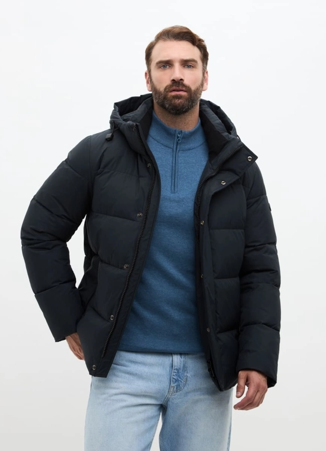 Мужской пуховик с капюшоном больших размеров модель № 32034 в кредит