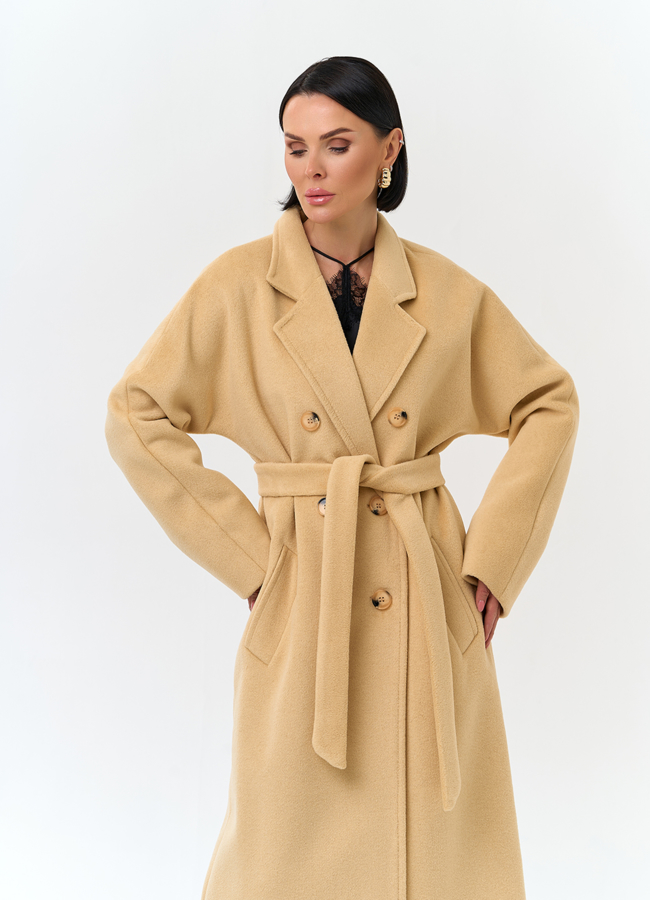 Женское пальто с поясом модель № 32809 универмаг малина