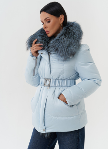 Пуховик с мехом чернобурки