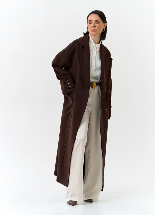 Женское длинное пальто с английским воротником модель № 32646 универмаг малина