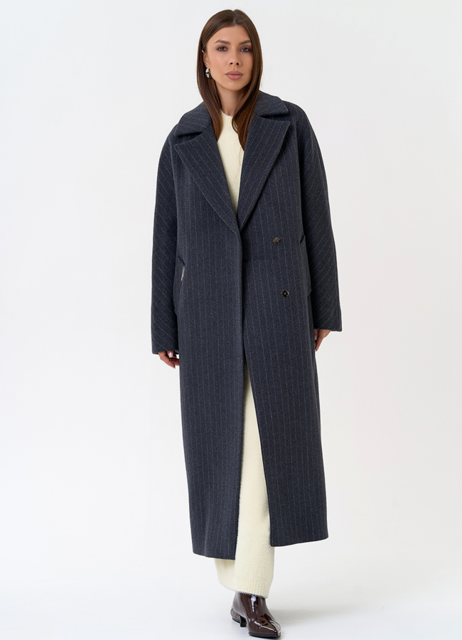 Женское длинное пальто с поясом модель № 31333 универмаг малина