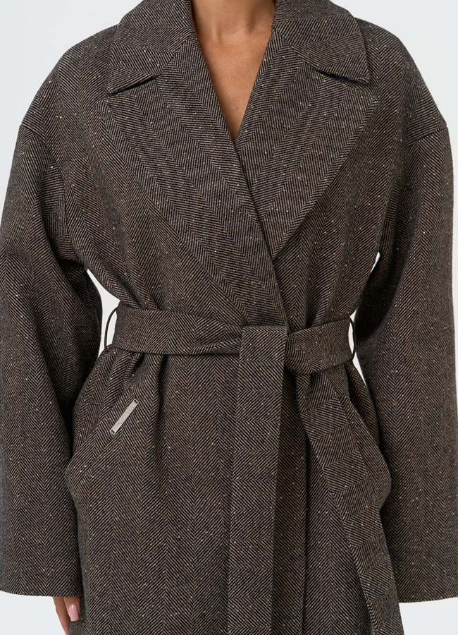 Женское длинное пальто с английским воротником модель № 31417 универмаг малина