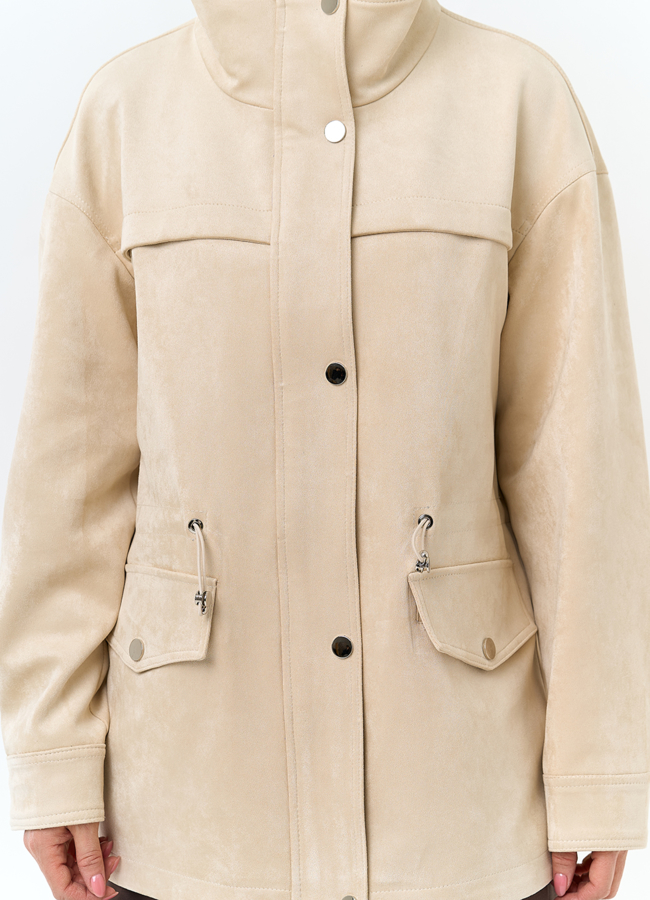 Женская светлая парка из эко замши модель № 32776 универмаг малина