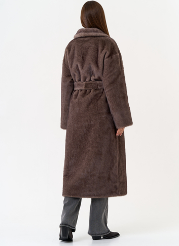 Женская шуба из эко меха с воротником шаль