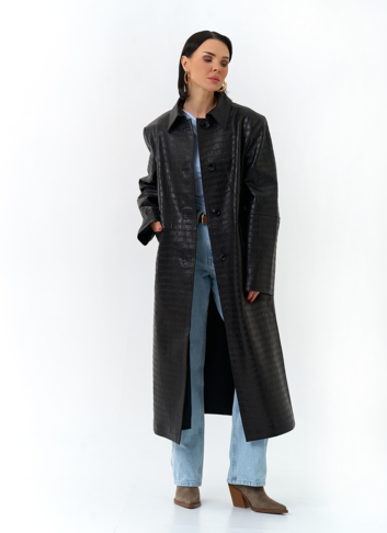 Женский плащ из натуральной кожи 