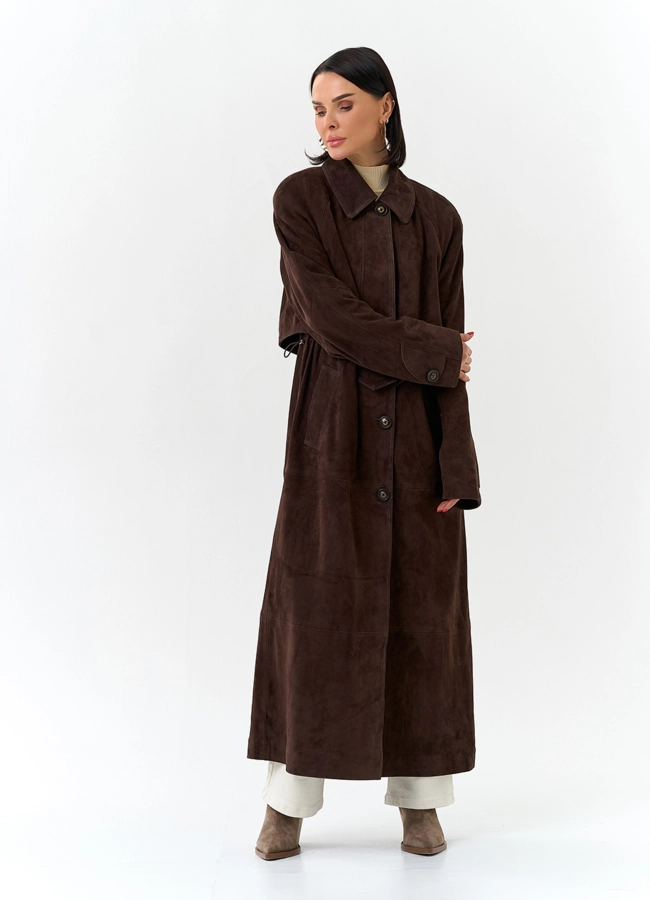 Женский плащ из натуральной замши модель № 32869 универмаг малина