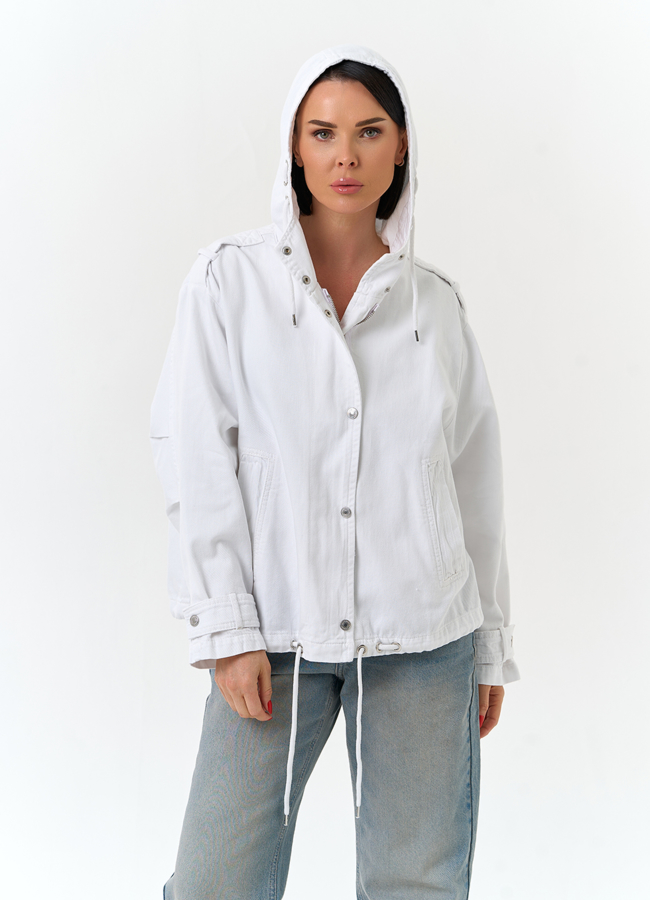 Женская джинсовая куртка с капюшоном модель № 33124 универмаг малина