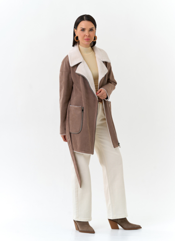 Женская дубленка из эко замши