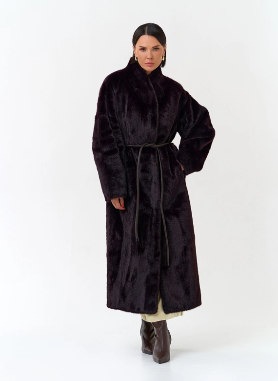 Длинная шуба из эко меха фото